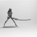 B165 - Games Character design, japanese nier girl with big katana, STL 3D model design print download file