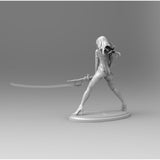 B165 - Games Character design, japanese nier girl with big katana, STL 3D model design print download file
