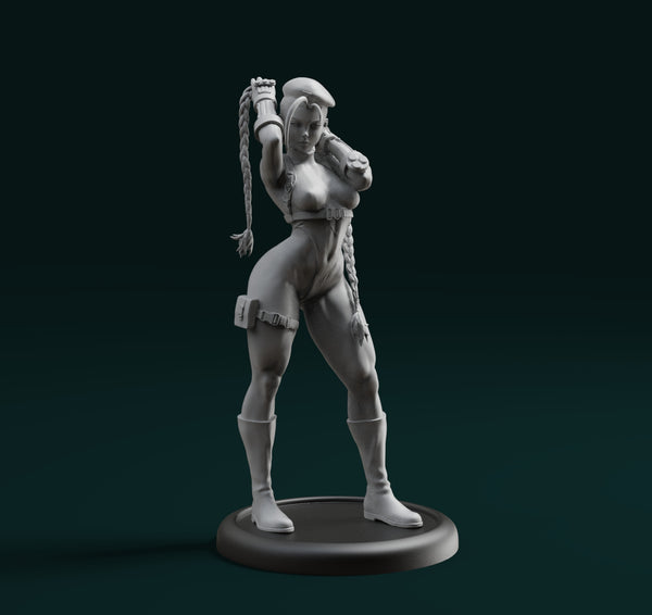 A013A - Games Character design, The Street fighter Cammy White 03 Pulling hair Version , STL 3D Model Design Print