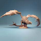 A151 - The Red Dragon design statue, Legend dragon, STL 3D model design print download file