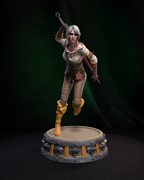 E632 - Games character design, The Witchers ciri biri statue, STL 3d model design print download files