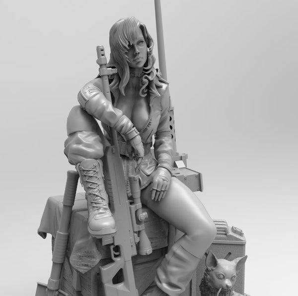 A134 - Games Character statue, Sniper With wolf, STL 3D model design print download files
