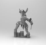 E038 - Samurai character design, The Rabbit samurai with katana, STL 3D model design print download files