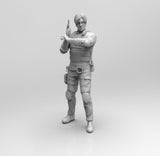 E028 - ( No Splitted parts ) Games character design, RE Leon kenn with gun, STL 3D model design print download files
