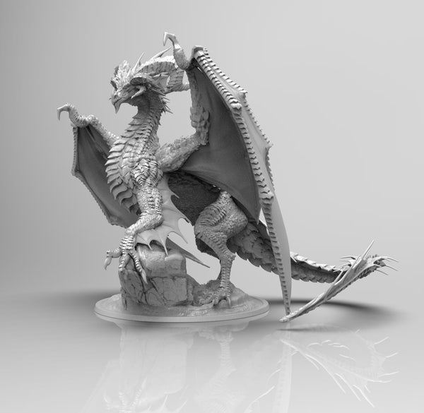 E177 - Legendary dragon design, The Elder Black Dragon, STL 3D model design print download files