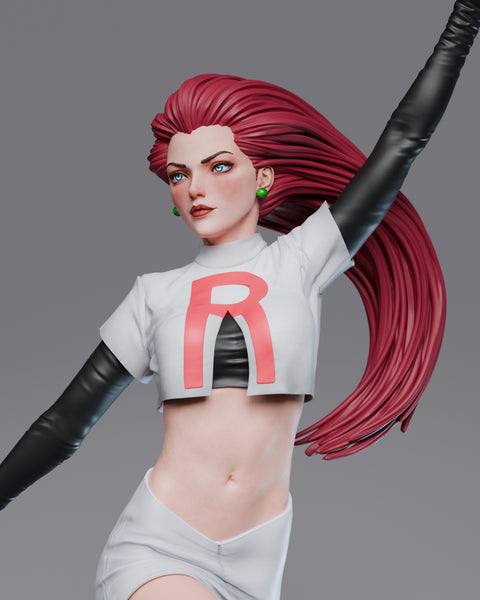 TU025 - Female Character design, Jessie From Pokemon，3d STL resin print download files