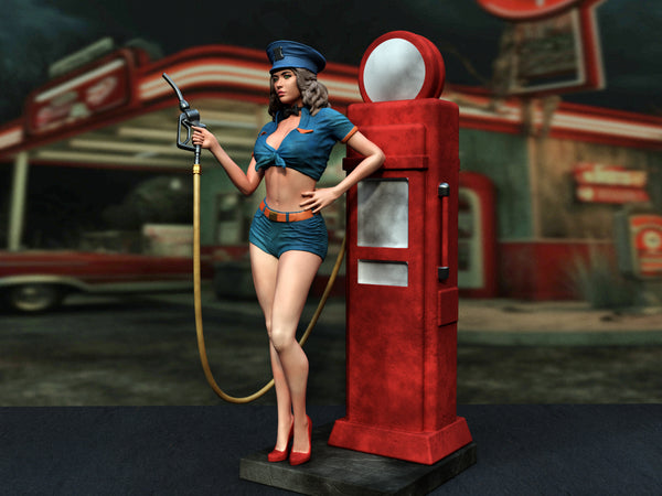 TU020 - Female Character design,Mobil Oil Pin up Girl，3d STL resin print download files