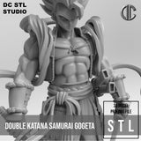 D019 - Anime character design, The Double Katana Samurai Gogete, STL 3D model design printable download files