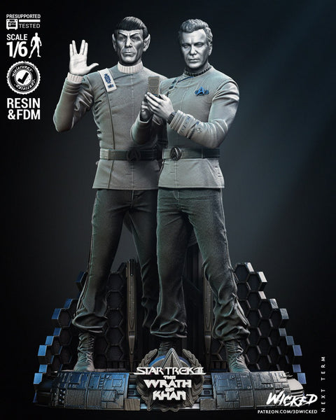 NW009 - Movie character design, The Wrath of Khan Kirk and Spock, 3d STL print files