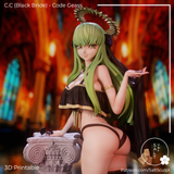 TU013 - Female Character design, BlackBride_Back，3d STL resin print download files