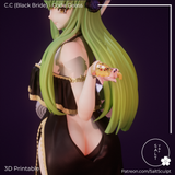 TU013 - Female Character design, BlackBride_Back，3d STL resin print download files