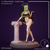 TU013 - Female Character design, BlackBride_Back，3d STL resin print download files