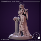 TU013 - Female Character design, BlackBride_Back，3d STL resin print download files