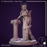 TU013 - Female Character design, BlackBride_Back，3d STL resin print download files