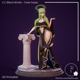 TU013 - Female Character design, BlackBride_Back，3d STL resin print download files