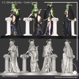 TU013 - Female Character design, BlackBride_Back，3d STL resin print download files