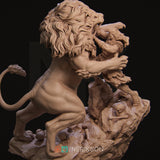 MAN191 - Legendary Character design, Heracles and Nemean Lion ，3d STL resin print download files