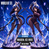 R332 - Games Character design, Maiden: Ice Rose from the game Nikke: Goddess of Victory, 3d STL resin print download files