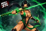 Jade from the Mortal Kombat series, Sexy Mortal Character, STL 3D model design files, (A122)