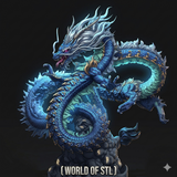 The traditional Chinese Dragon with support，Legendary creature design, STL 3D Model print download files(A465）
