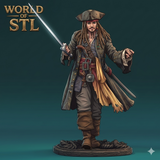 The Captain Jack Sparrow, Movies Character design statue design file, STL 3D Model design print download file (A010)