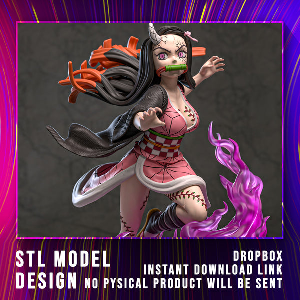 M244 - 3D anime character model design file, Nezuko from Demon Slayer Nxsf, 3d stl dropbox instant download link