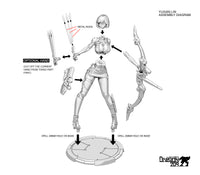 M412 - Concept character design file, the bow girls, 3D stl file dropbox instant download