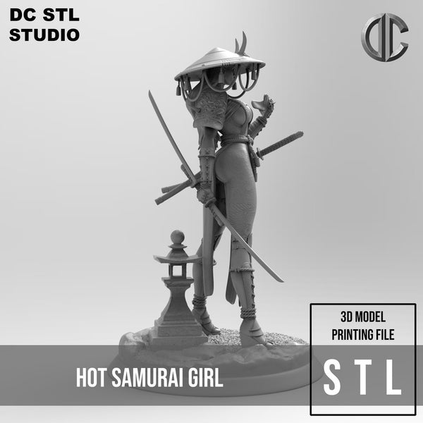 B153 - Waifu character design, The Japanese Hot Samurai Girls, STL 3D model design print download file