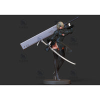 A087 - Games Character design, The Blind Double Weopon Statue, STL 3D model design print download files