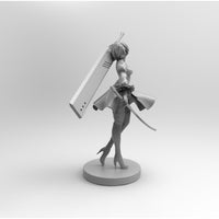 A087 - Games Character design, The Blind Double Weopon Statue, STL 3D model design print download files