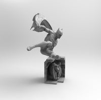 A319 - Comics character design, Bat guy jump over statue, STL 3D model design print download file