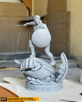 E787 - Comic character design, The Female cap statue, STL 3D model design print download files