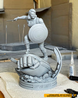 E787 - Comic character design, The Female cap statue, STL 3D model design print download files