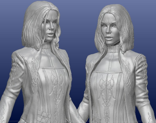 E245 - Movie character design, the underworld S3l3na with double gun statue, STL 3D model design print download files