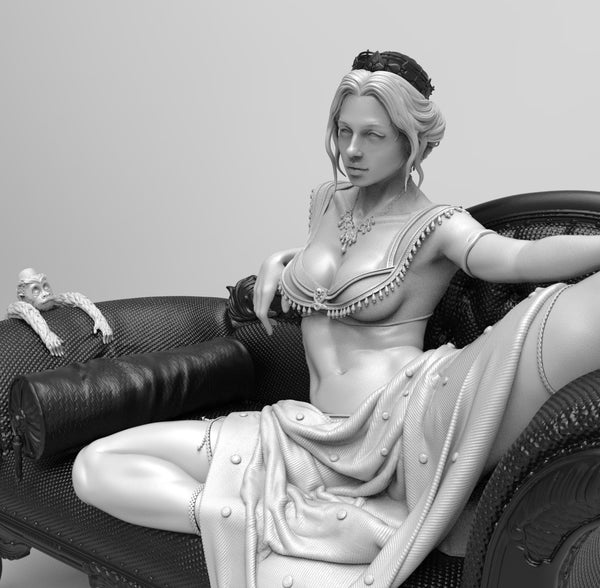 E607 - Cartoon character design, The jasmine girl lay on the sofa, STL 3D model design print download files