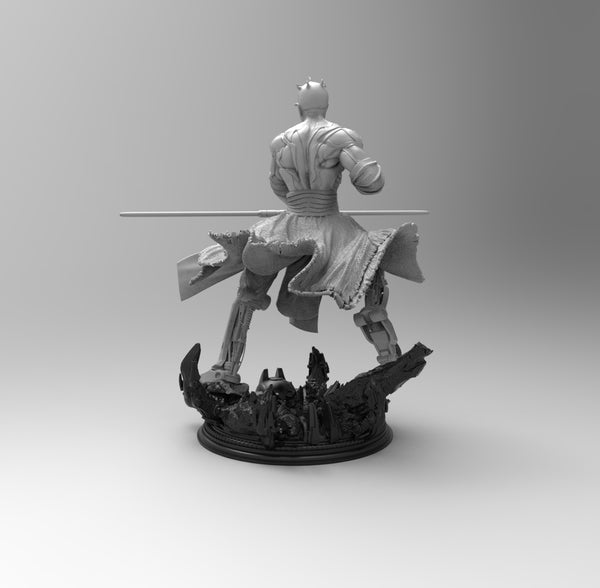 E613 - Movie character design, The alien look with light saber guy statue, STL 3D model design print download files