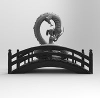 E614 - Anime character design, The Haku with dragon on bridge, STL 3D model design print downlaod files