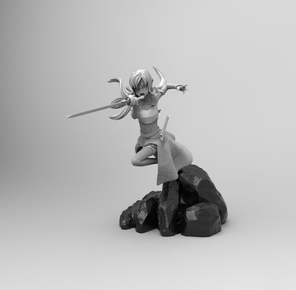 E620 - Anime Character design, The Asuna girl statue, STL 3D model design print download files