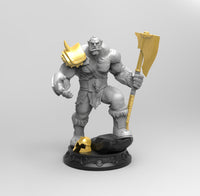 E624 - Legendary character design, The Orge barbarian with axe statue, STL 3D model design print download files