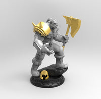 E624 - Legendary character design, The Orge barbarian with axe statue, STL 3D model design print download files