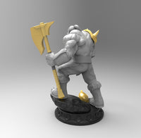 E624 - Legendary character design, The Orge barbarian with axe statue, STL 3D model design print download files