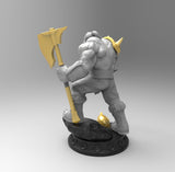 E624 - Legendary character design, The Orge barbarian with axe statue, STL 3D model design print download files