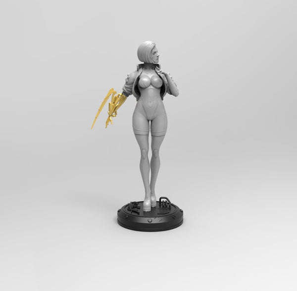E636 - Cyber character design, Cybertroop girl statue, STL 3D model design print download files