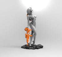 E665 - Comic character design, The Sexy space girl statue, STL 3D model design print download files