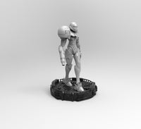 E671 - Anime character design, The Samus Aron girl statue, STL 3D model design print download files