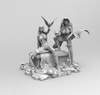 E784 - Comic Character design, The two hot chick heroes, STL 3D model design print download files