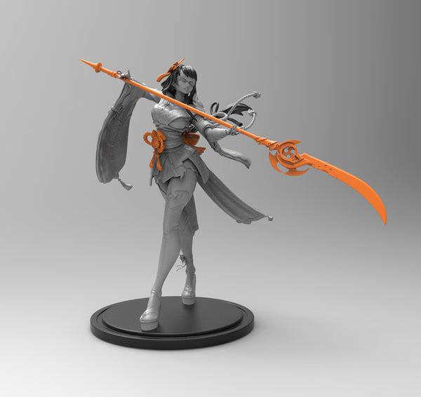 E805 - Games character design, The GI Raiden Shogun girl statue, STL 3D model design print download files