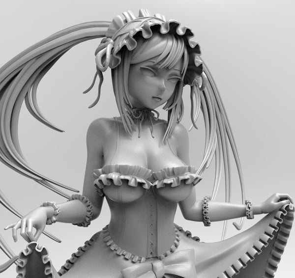 E804 - NSFW female character design, The Tokisaki girl statue, STL 3D model design print download files