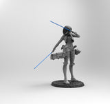 E802 - Anime character design, The Mikasa Girl statue Titan, STL 3D model design print download files