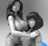 E800 - Comic character design,The Mj and Gw girl statue, STL 3D model design print download files
